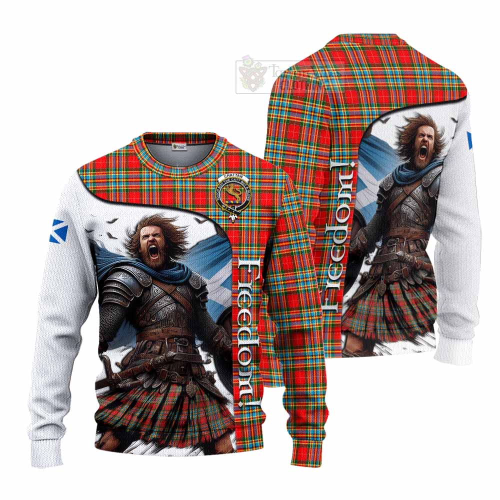 Tartan Vibes Clothing Chattan Crest Tartan Knitted Sweater Inspired by the Freedom of Scottish Warrior