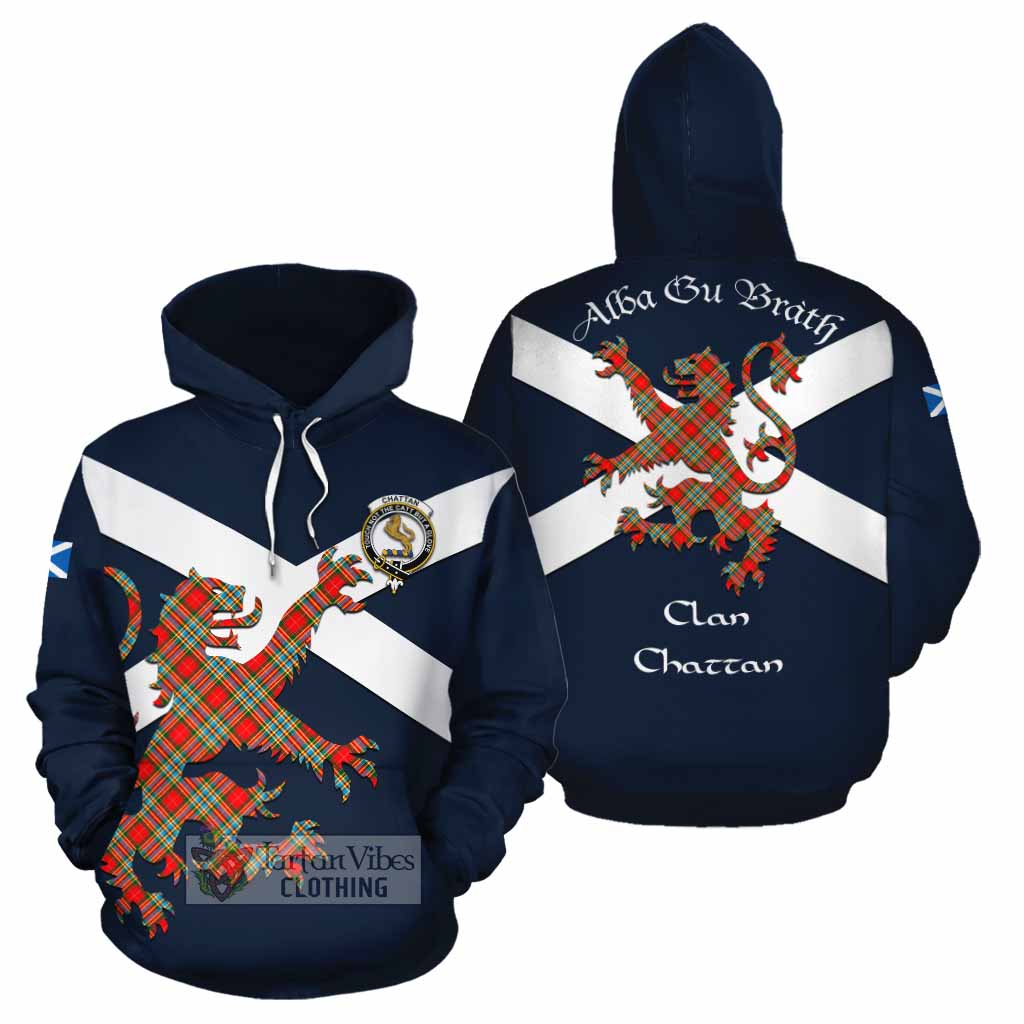 Tartan Vibes Clothing Chattan Tartan Lion Rampant Cotton Hoodie Proudly Display Your Heritage with Alba Gu Brath and Clan Name