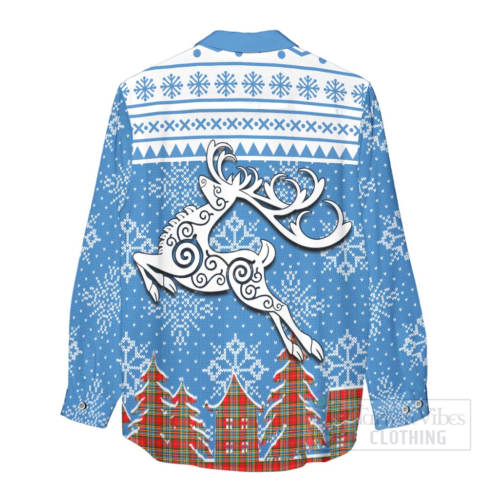 Tartan Vibes Clothing Chattan Clan Christmas Women's Casual Shirt Celtic Reindeer Style