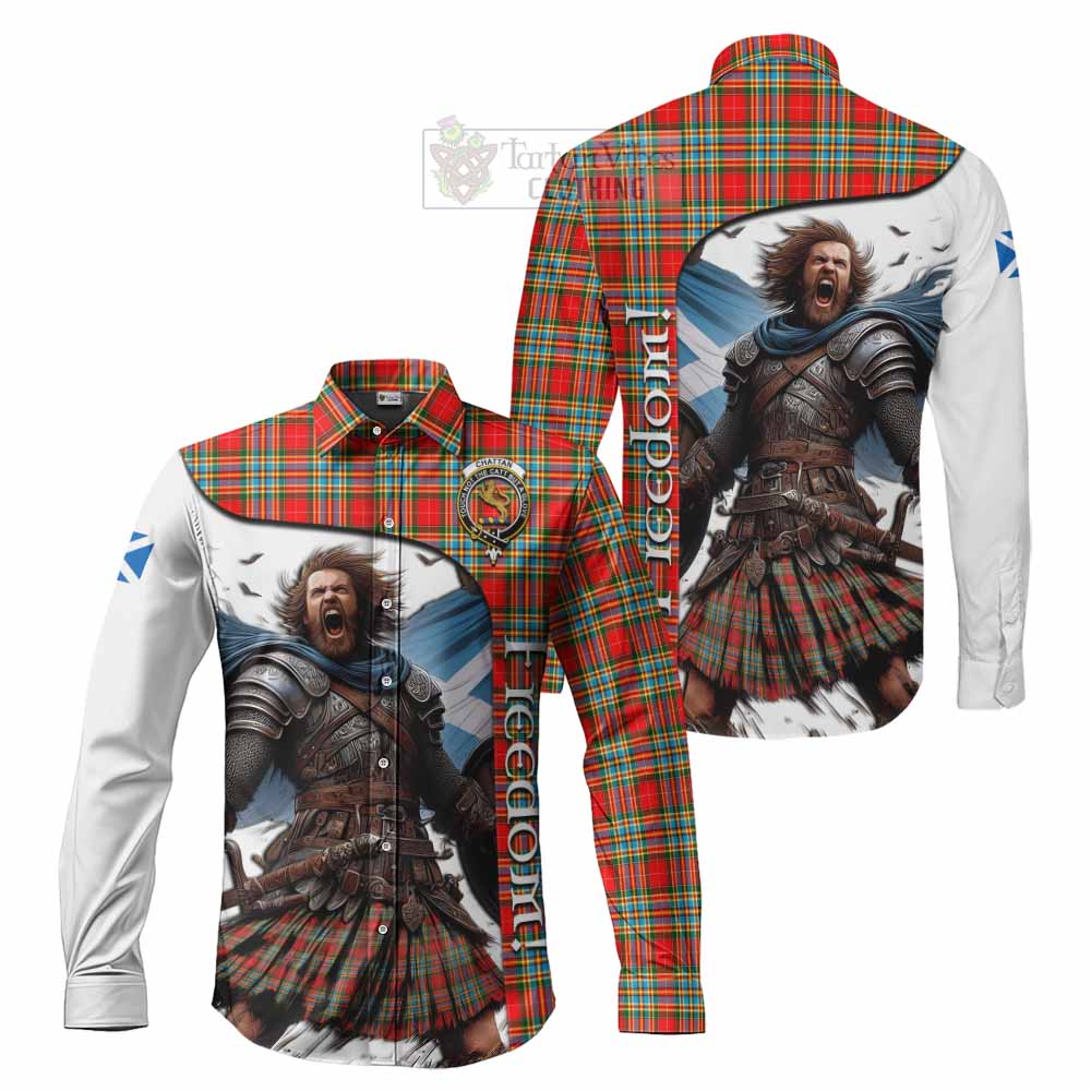 Tartan Vibes Clothing Chattan Crest Tartan Long Sleeve Button Shirt Inspired by the Freedom of Scottish Warrior