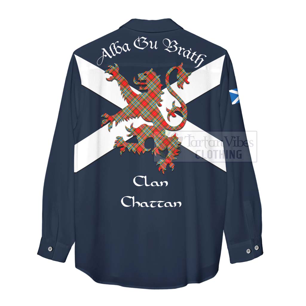 Tartan Vibes Clothing Chattan Tartan Lion Rampant Women's Casual Shirt Proudly Display Your Heritage with Alba Gu Brath and Clan Name