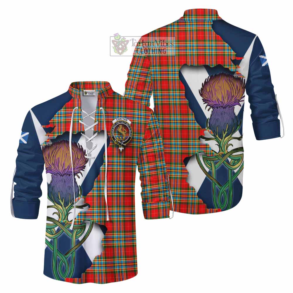 Chattan Tartan Family Crest Ghillie Kilt Shirt Scottish Thistle Celtic Inspired - Tartan Vibes Clothing