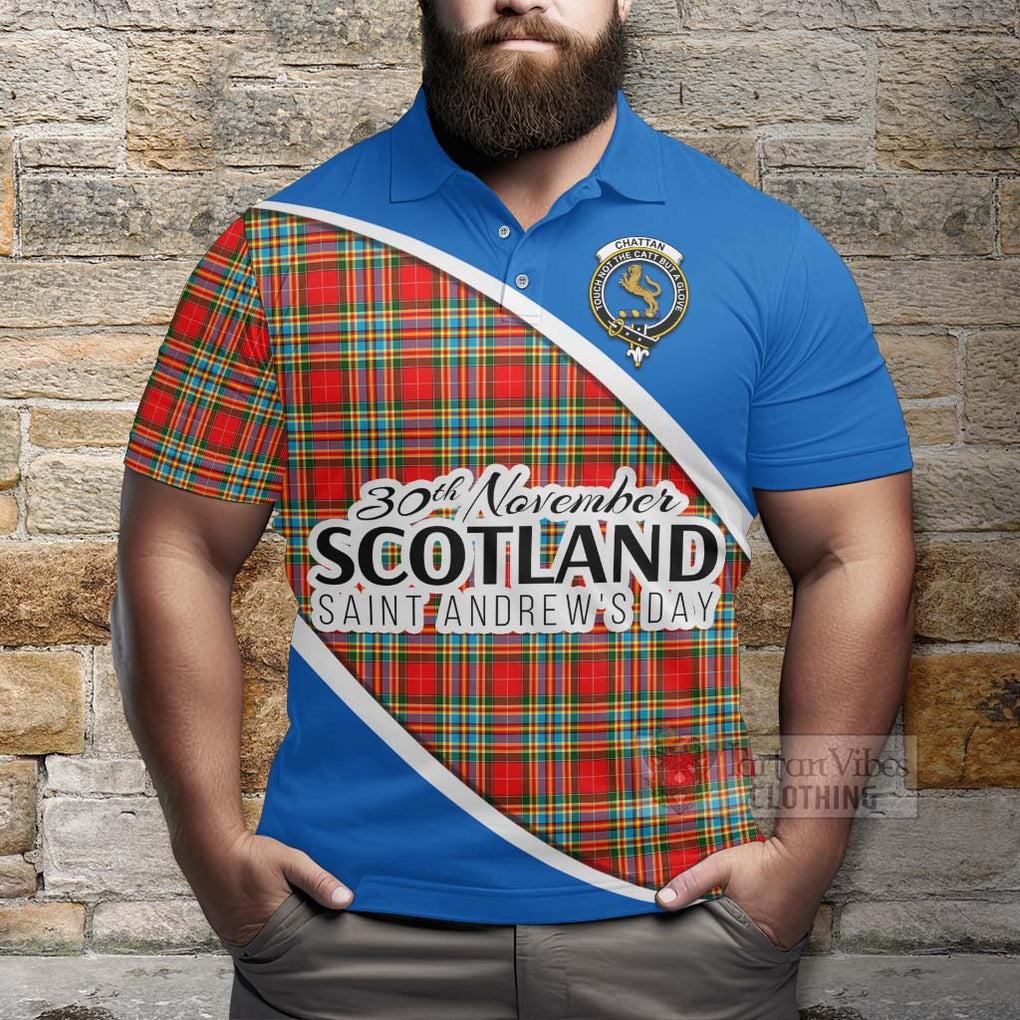 Tartan Vibes Clothing Chattan Family Crest Tartan Polo Shirt Celebrate Saint Andrew's Day in Style