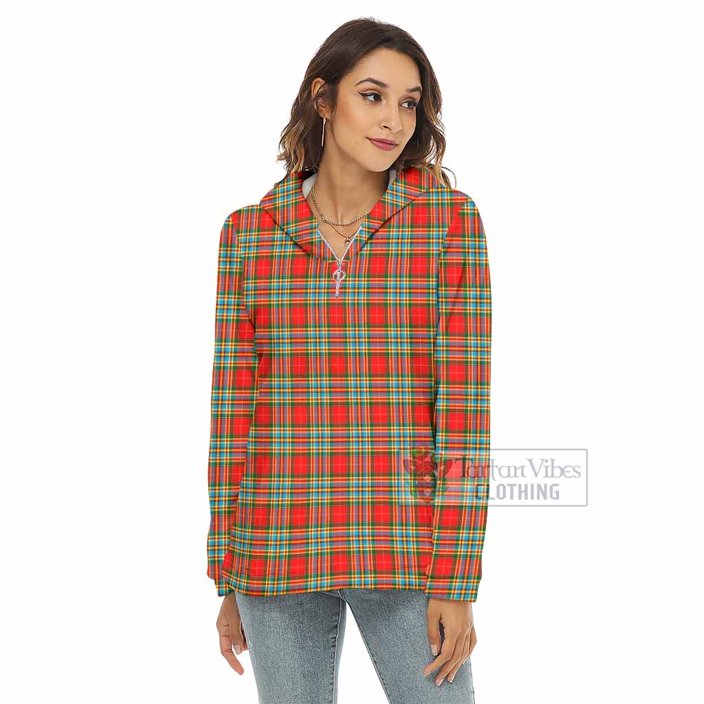 Chattan Tartan Women's Borg Fleece Hoodie with Half Zip - Tartan Vibes Clothing