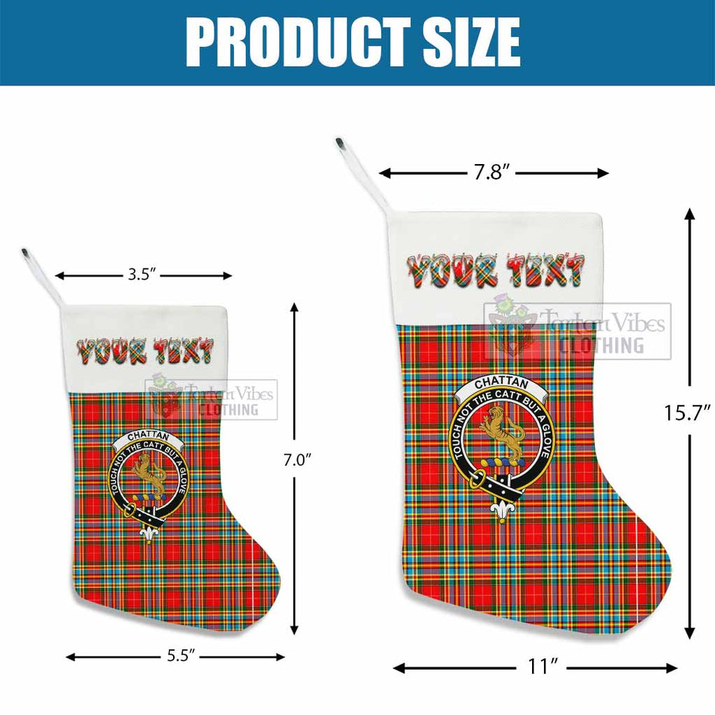 Tartan Vibes Clothing Chattan Tartan Family Crest Christmas Stocking with Personalized Text