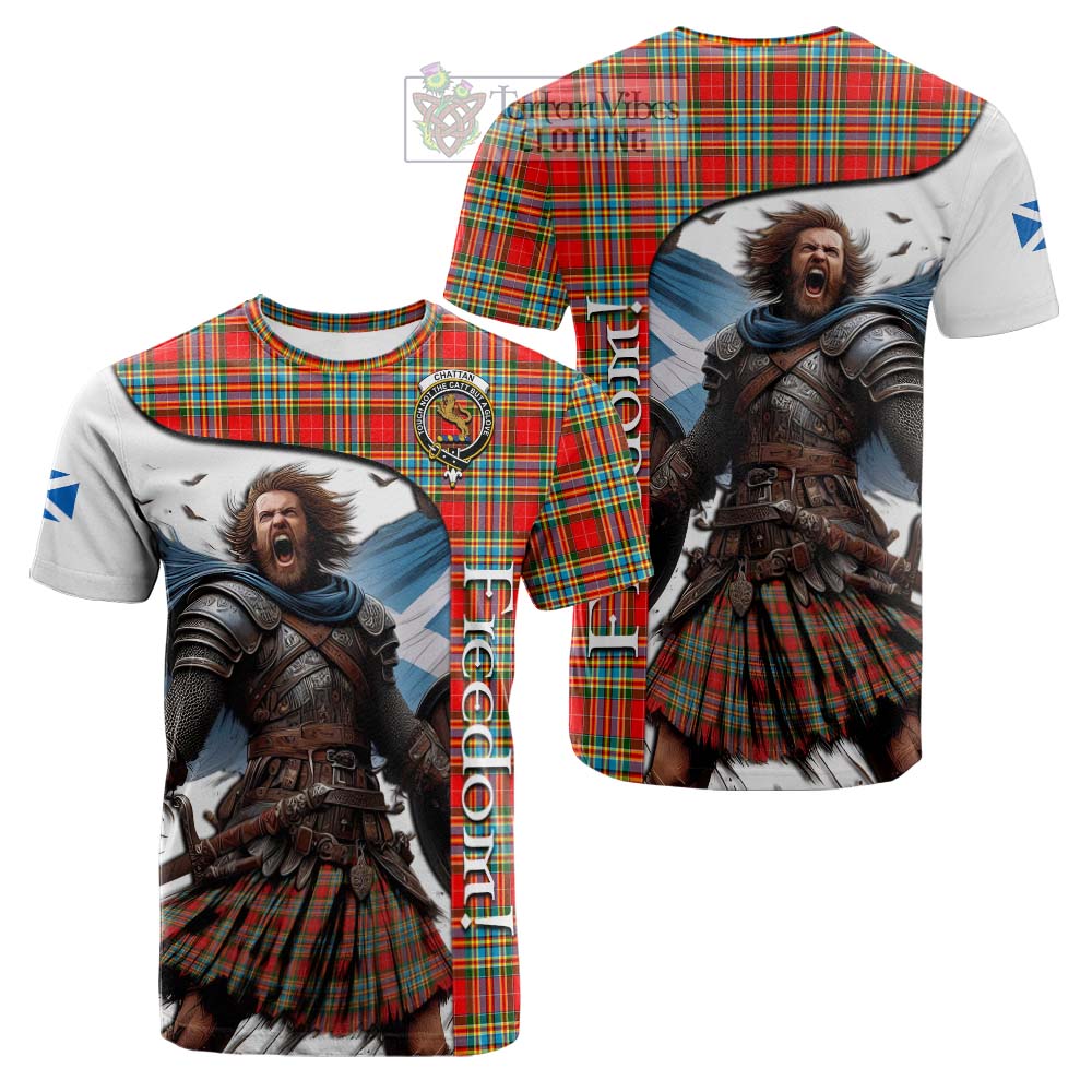 Tartan Vibes Clothing Chattan Crest Tartan Cotton T-shirt Inspired by the Freedom of Scottish Warrior