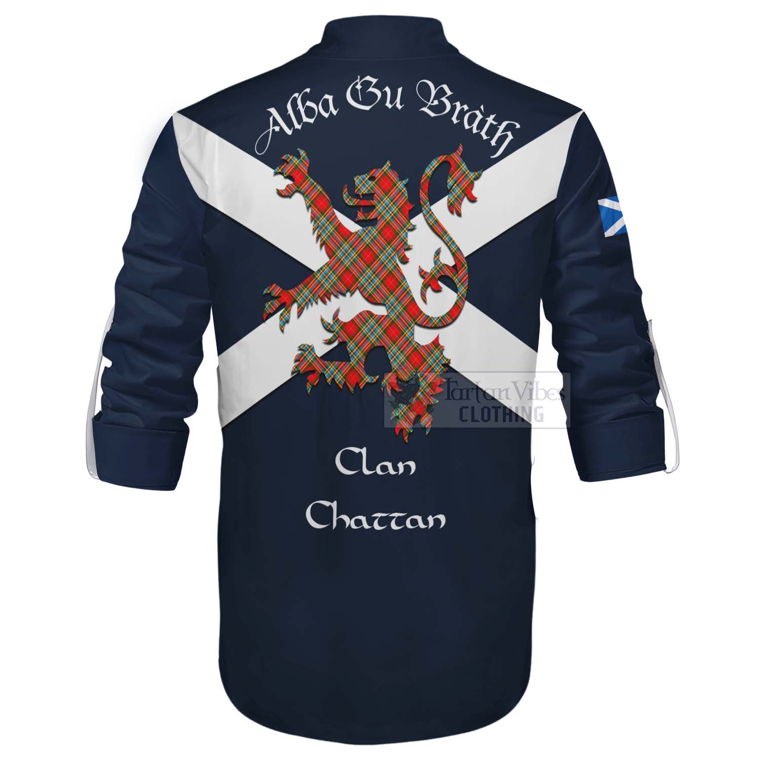 Tartan Vibes Clothing Chattan Tartan Lion Rampant Ghillie Kilt Shirt Proudly Display Your Heritage with Alba Gu Brath and Clan Name