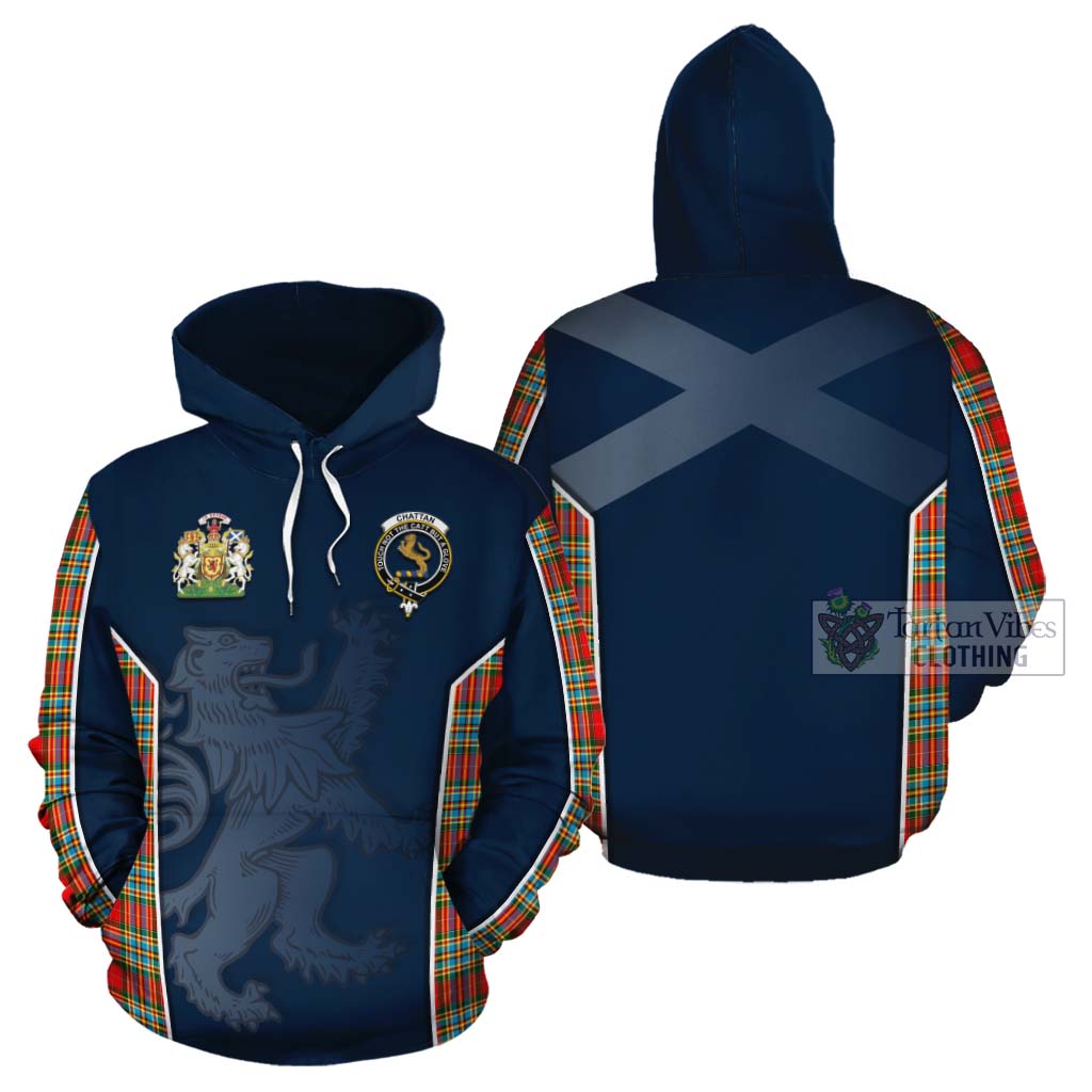 Tartan Vibes Clothing Chattan Tartan Cotton Hoodie with Family Crest and Lion Rampant Vibes Sport Style