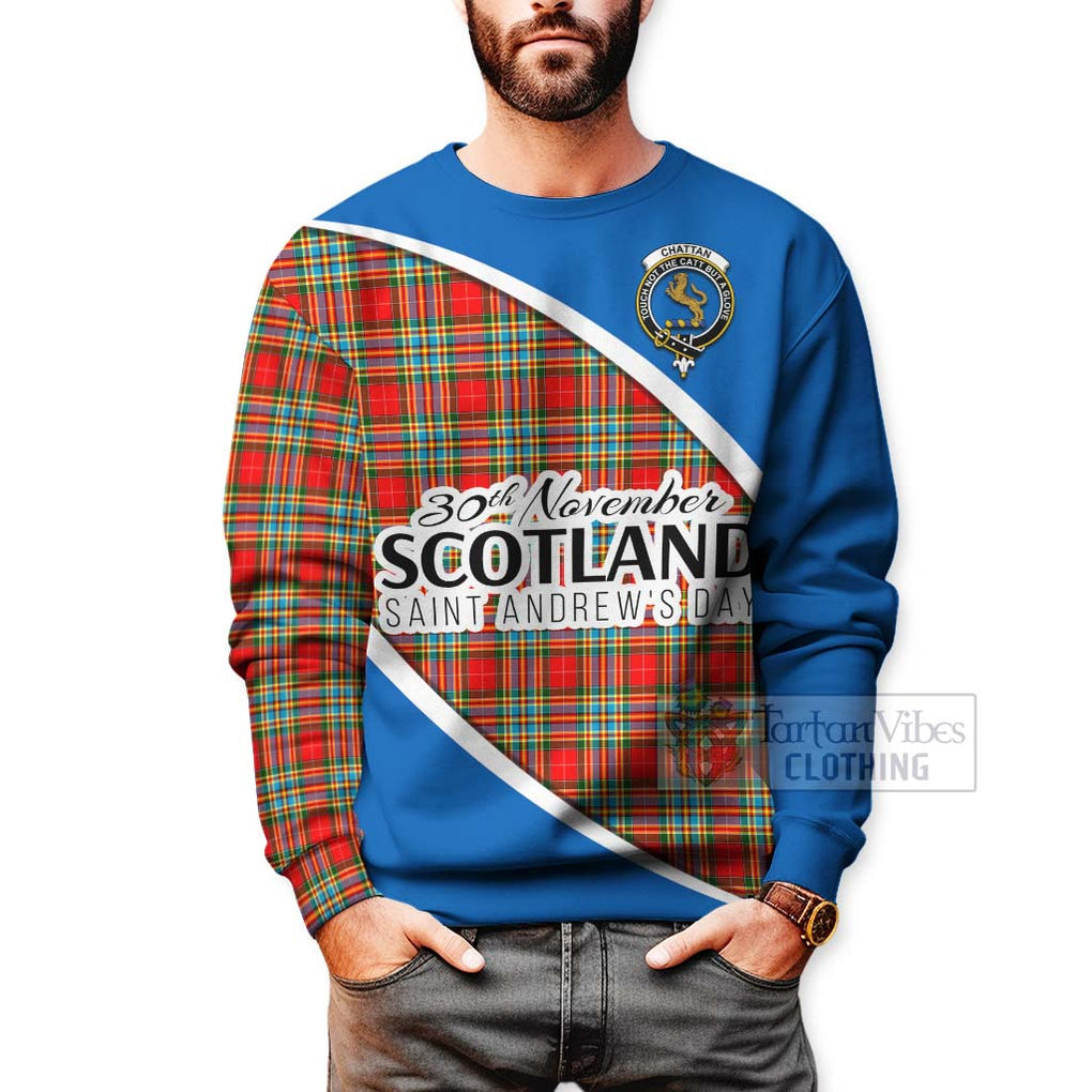 Tartan Vibes Clothing Chattan Family Crest Tartan Sweatshirt Celebrate Saint Andrew's Day in Style