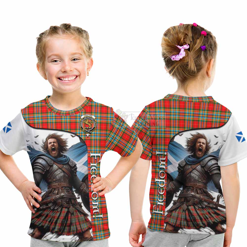 Tartan Vibes Clothing Chattan Crest Tartan Kid T-Shirt Inspired by the Freedom of Scottish Warrior