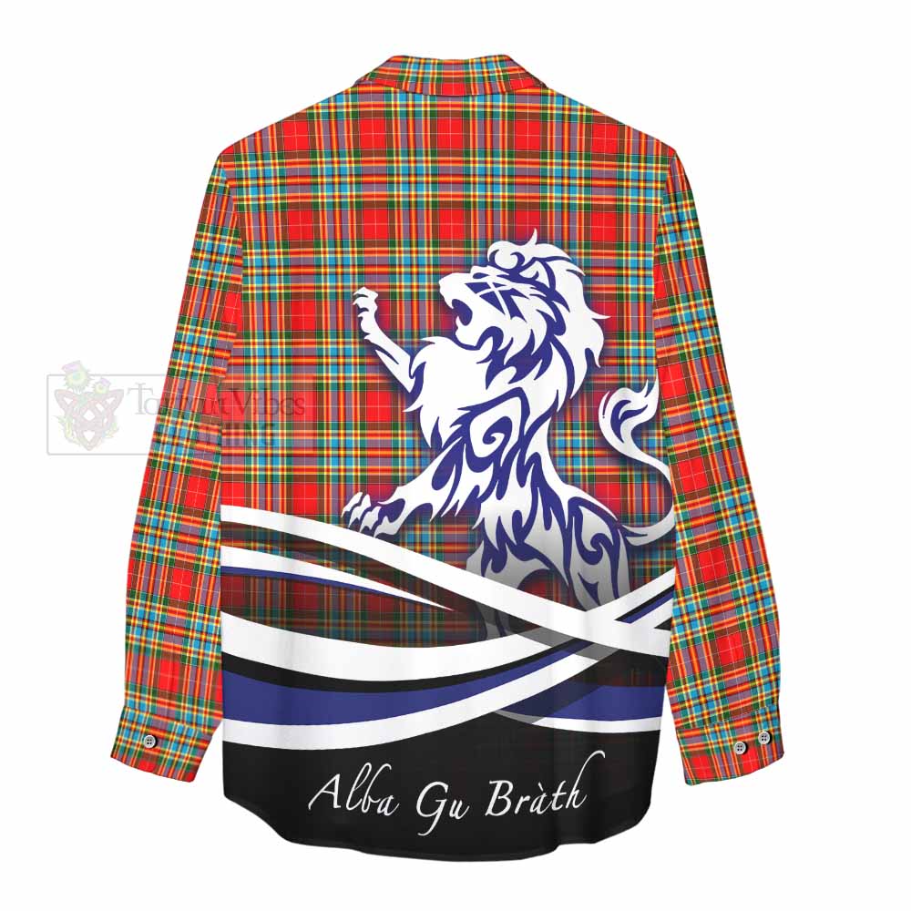 Tartan Vibes Clothing Chattan Tartan Women's Casual Shirt with Alba Gu Brath Regal Lion Emblem