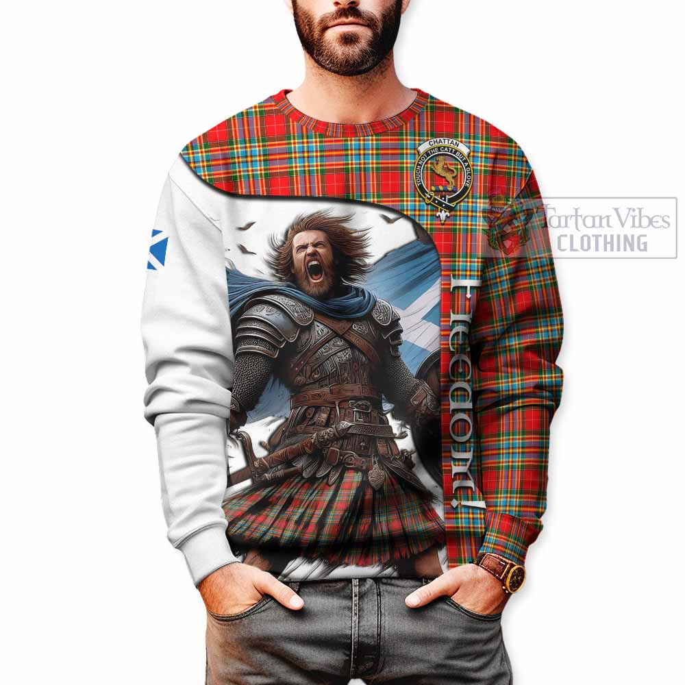 Tartan Vibes Clothing Chattan Crest Tartan Sweatshirt Inspired by the Freedom of Scottish Warrior