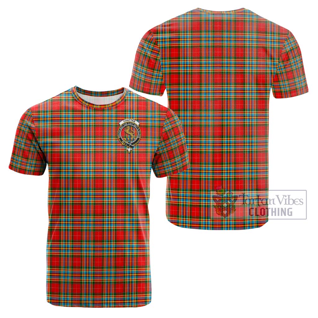 Tartan Vibes Clothing Chattan Tartan Cotton T-Shirt with Family Crest