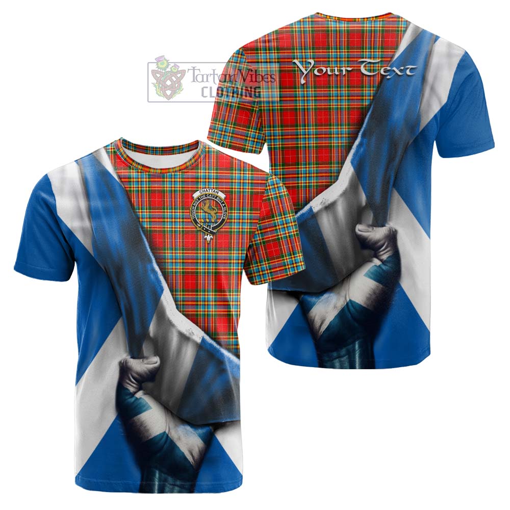 Tartan Vibes Clothing Chattan Tartan Cotton T-shirt with Family Crest Scotland Patriotic Style