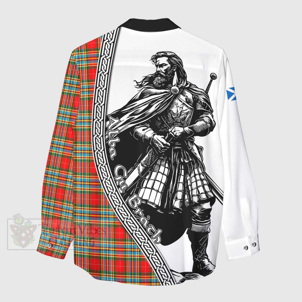 Tartan Vibes Clothing Chattan Tartan Clan Crest Women's Casual Shirt with Highlander Warrior Celtic Style