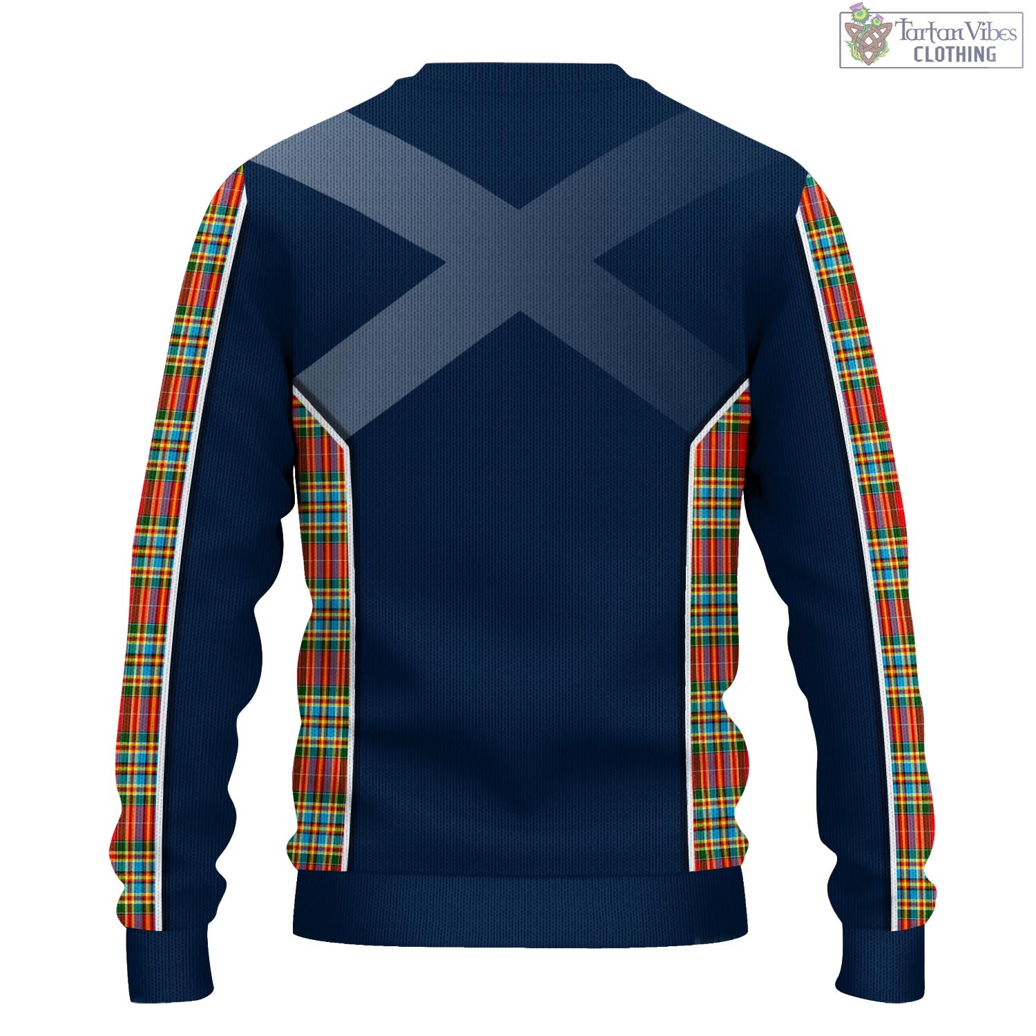 Tartan Vibes Clothing Chattan Tartan Knitted Sweatshirt with Family Crest and Scottish Thistle Vibes Sport Style