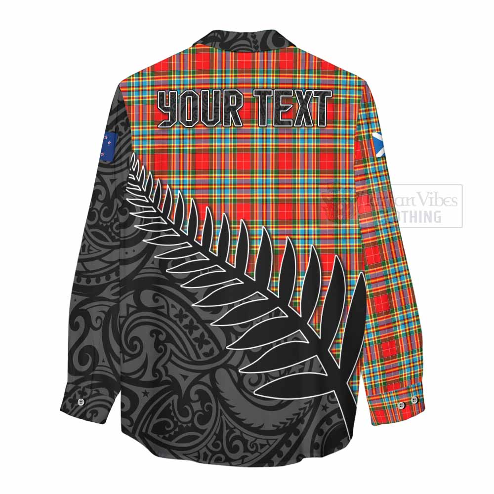 Tartan Vibes Clothing Chattan Crest Tartan Women's Casual Shirt with New Zealand Silver Fern Half Style