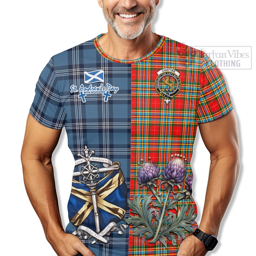 Tartan Vibes Clothing Chattan Tartan T-Shirt Happy St. Andrew's Day Half Tartan Style