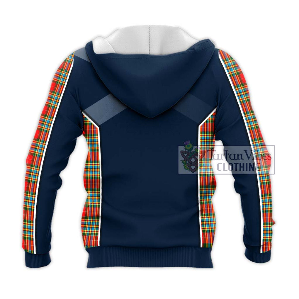 Chattan Tartan Knitted Hoodie with Family Crest and Lion Rampant Vibes Sport Style - Tartan Vibes Clothing