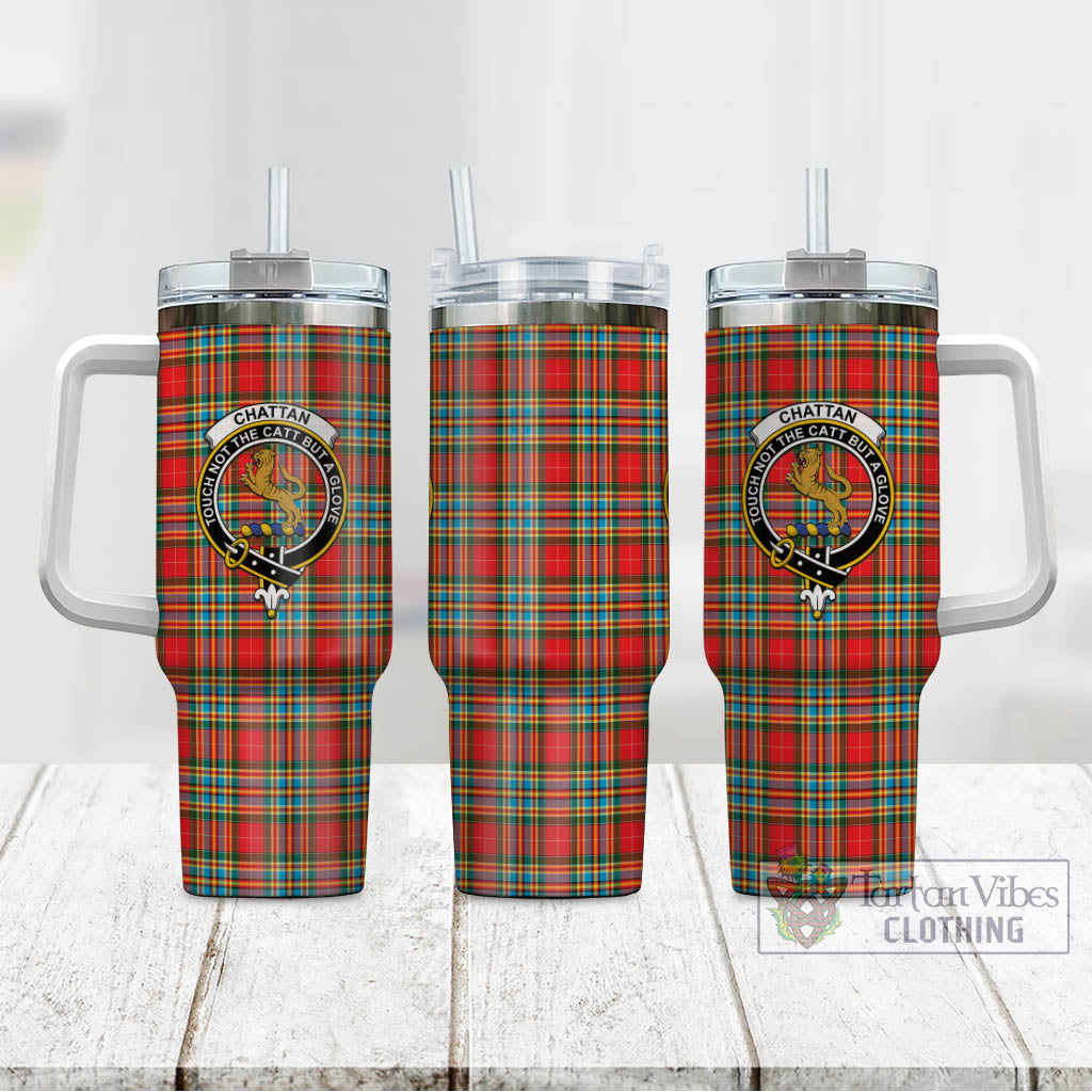 Tartan Vibes Clothing Chattan Tartan and Family Crest Tumbler with Handle