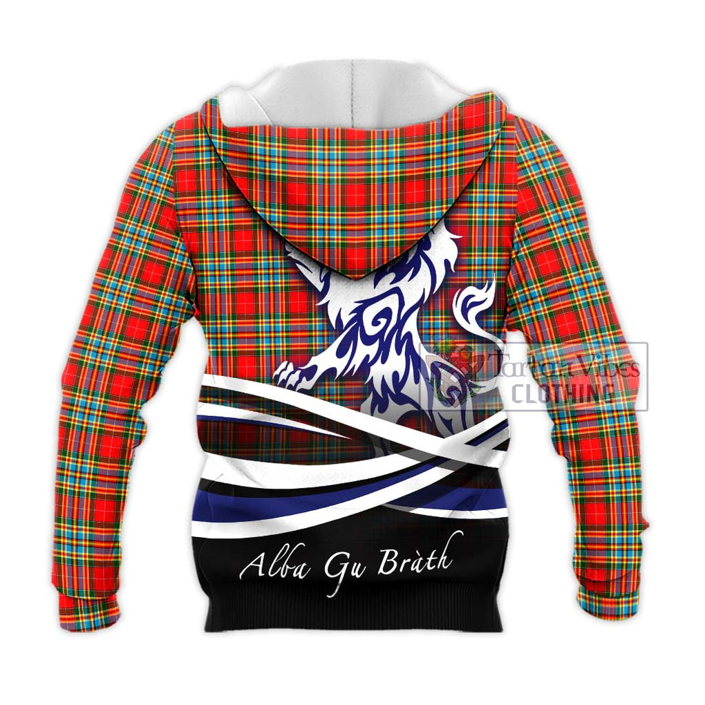 Chattan Tartan Knitted Hoodie with Alba Gu Brath Regal Lion Emblem - Tartanvibesclothing Shop