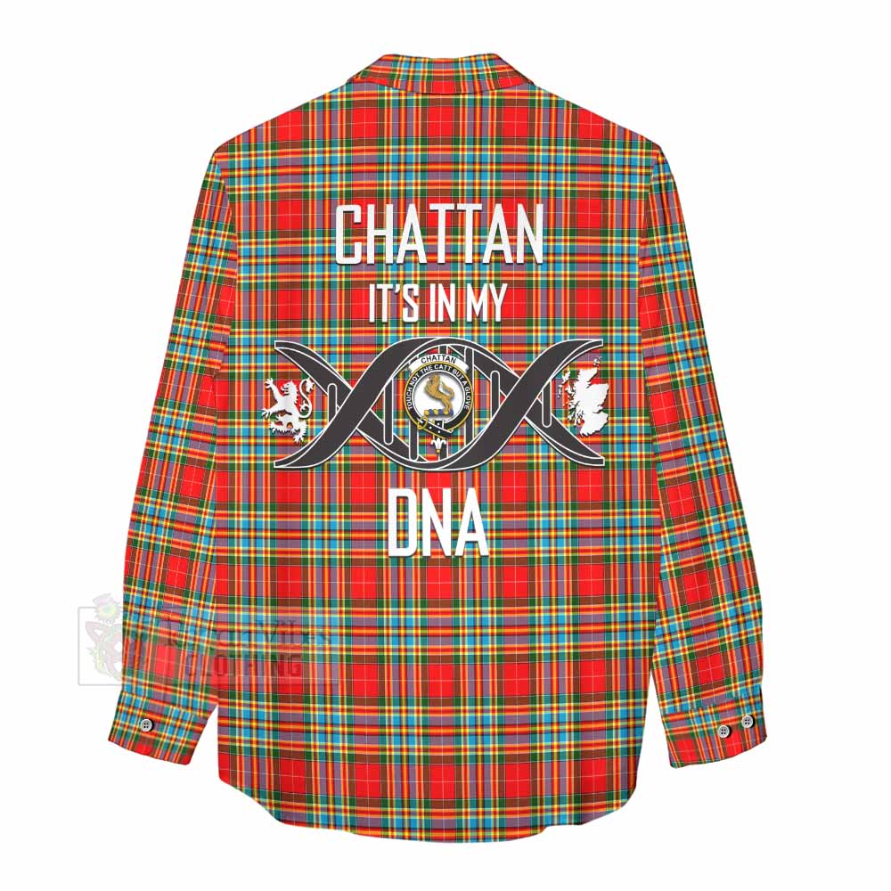 Tartan Vibes Clothing Chattan Tartan Women's Casual Shirt with Family Crest DNA In Me Style