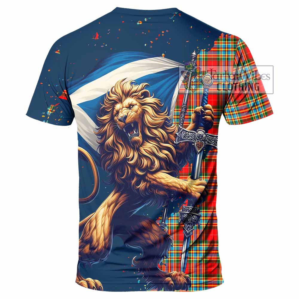 Tartan Vibes Clothing Chattan Tartan Family Crest T-Shirt with Scottish Majestic Lion