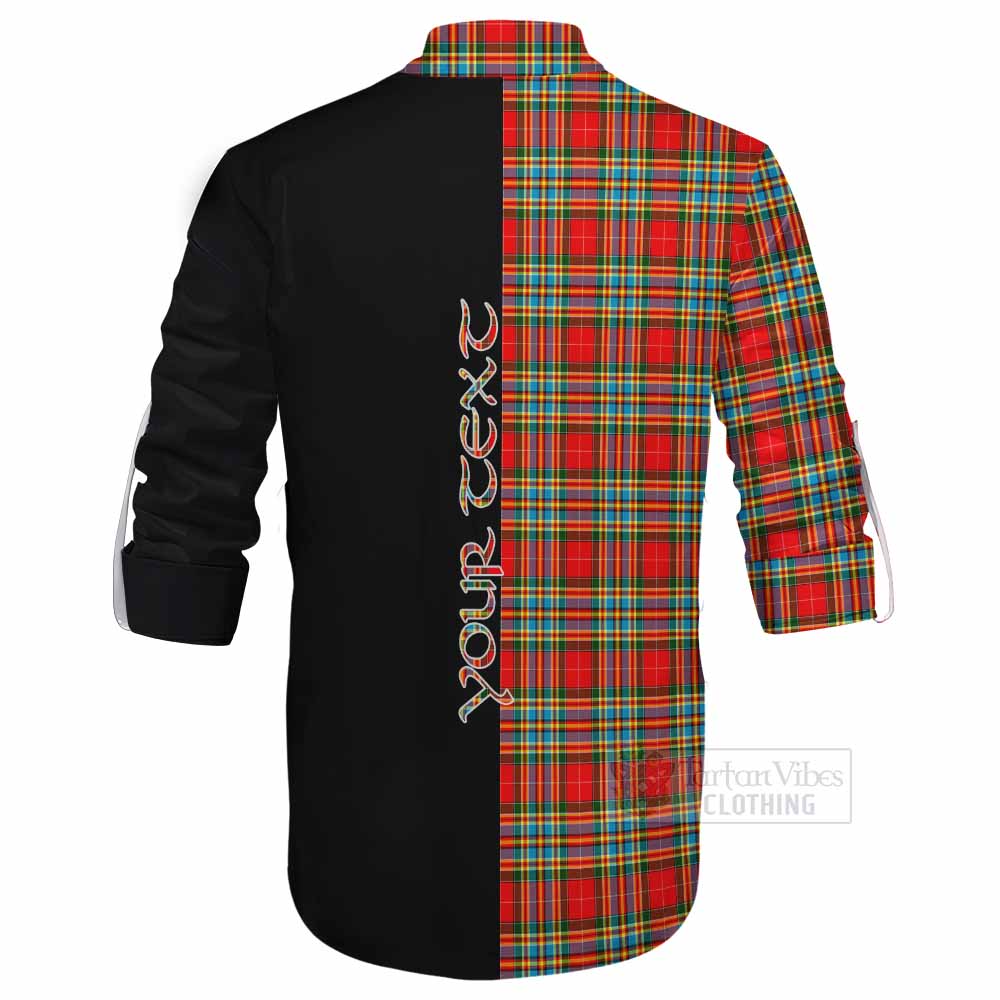 Tartan Vibes Clothing Chattan Tartan Ghillie Kilt Shirt with Family Crest and Half Of Me Style