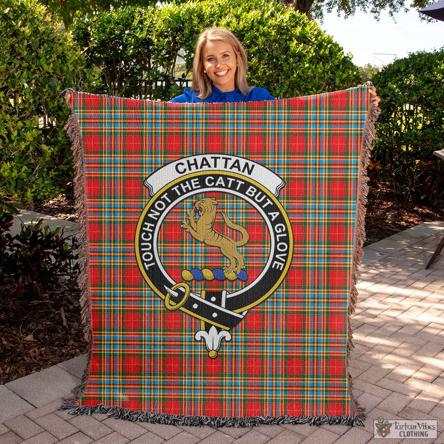 Tartan Vibes Clothing Chattan Tartan Woven Blanket with Family Crest
