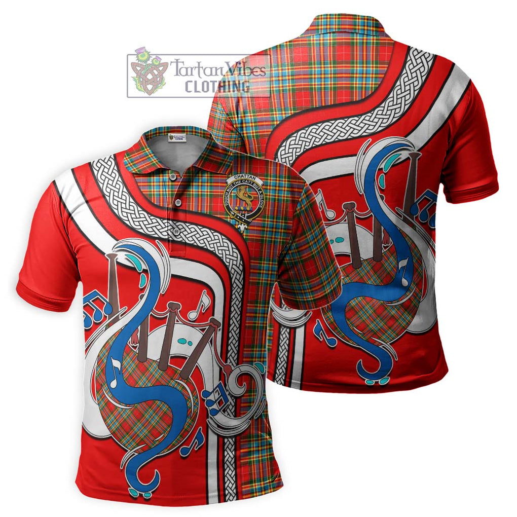 Tartan Vibes Clothing Chattan Tartan Polo Shirt with Epic Bagpipe Style