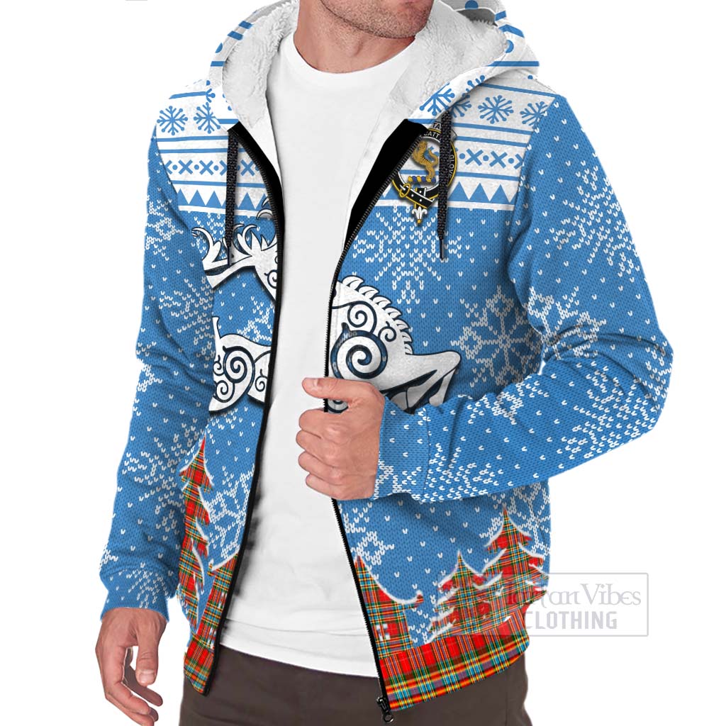 Tartan Vibes Clothing Chattan Clan Christmas Sherpa Hoodie Celtic Reindeer Style