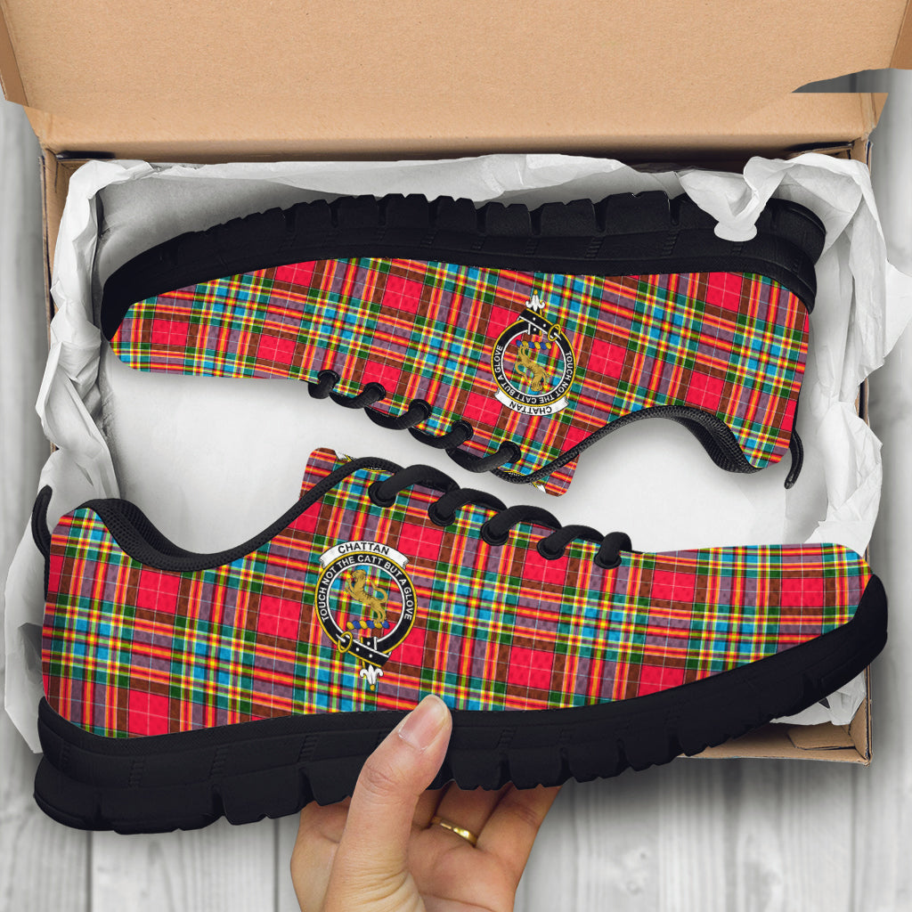 Chattan Tartan Sneakers with Family Crest - Tartan Vibes Clothing