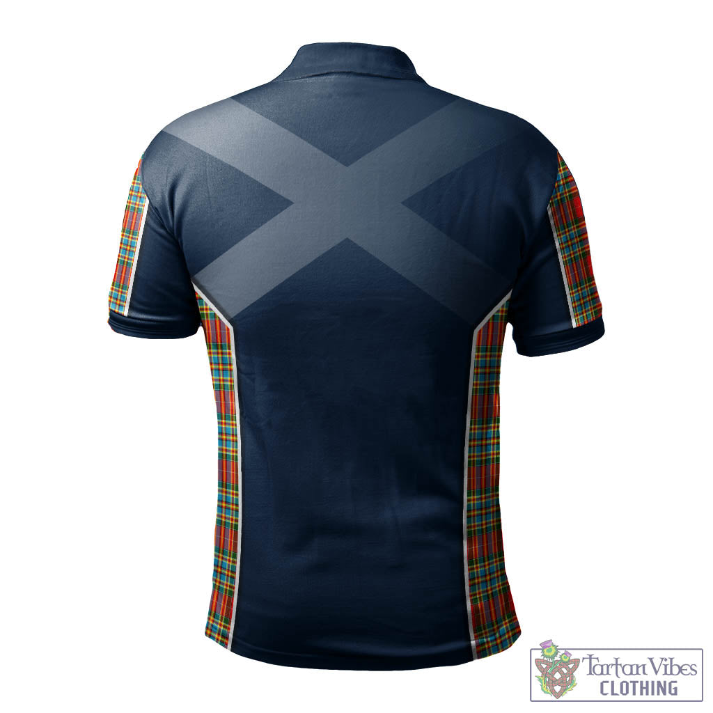 Tartan Vibes Clothing Chattan Tartan Men's Polo Shirt with Family Crest and Scottish Thistle Vibes Sport Style