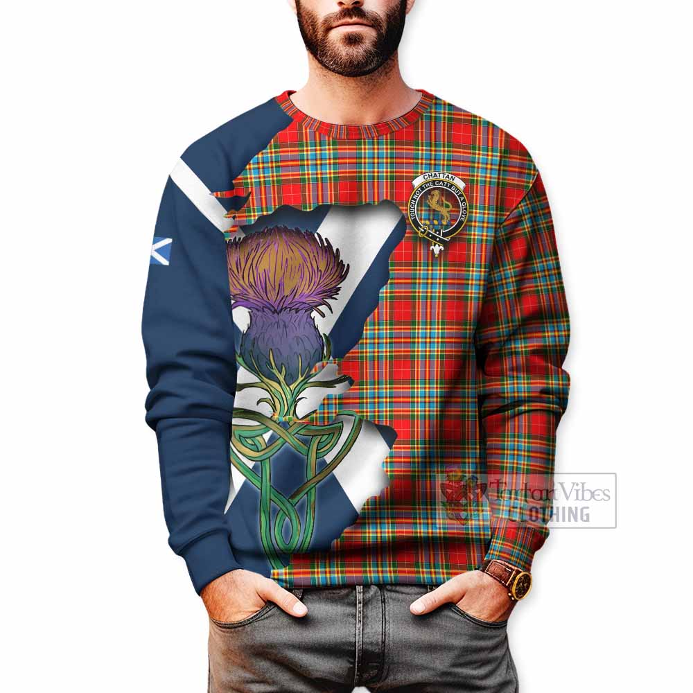 Chattan Tartan Family Crest Sweatshirt Scottish Thistle Celtic Inspired - Tartan Vibes Clothing