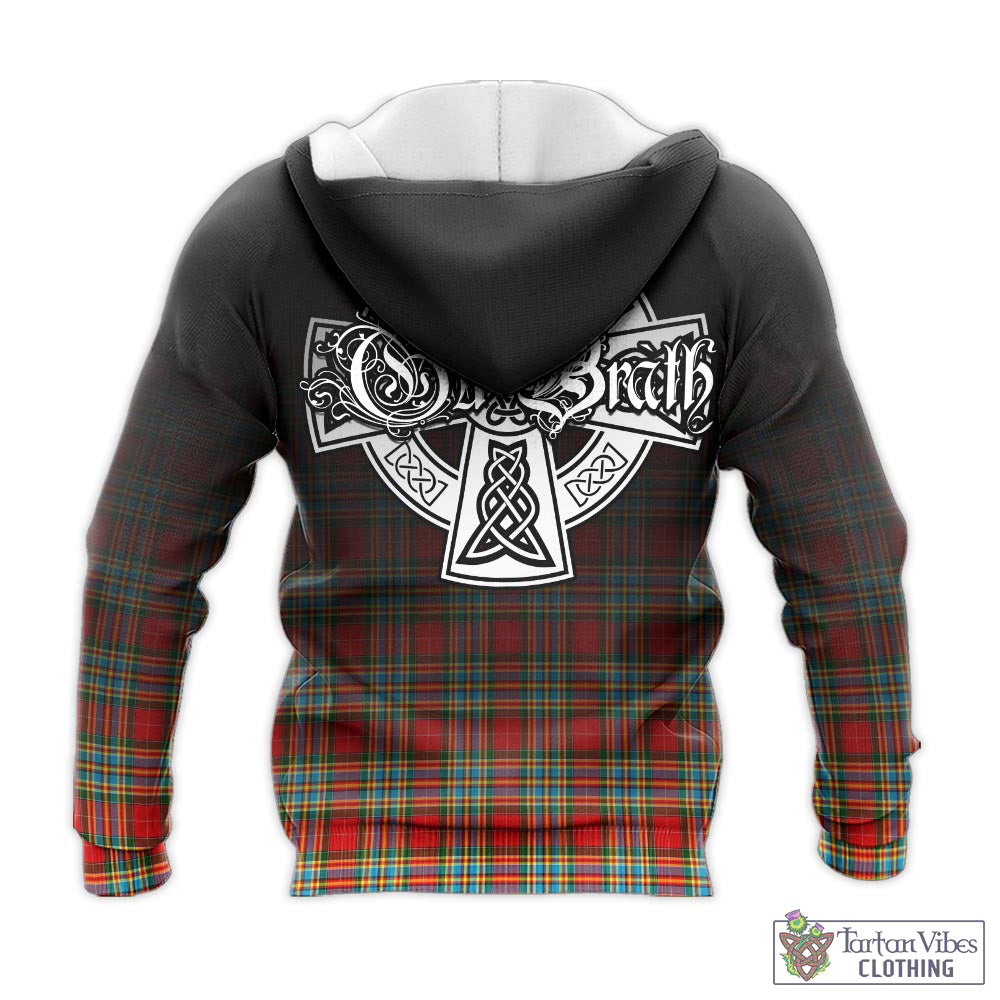 Tartan Vibes Clothing Chattan Tartan Knitted Hoodie Featuring Alba Gu Brath Family Crest Celtic Inspired