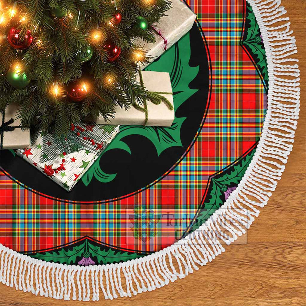 Tartan Vibes Clothing Chattan Tartan Christmas Tree Skirt Scottish Thistle Style