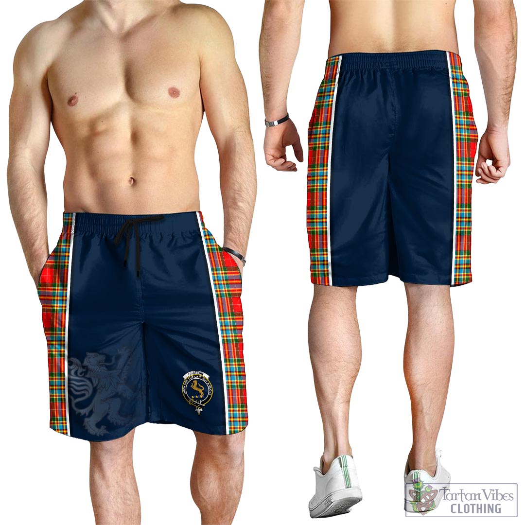 Tartan Vibes Clothing Chattan Tartan Men's Shorts with Family Crest and Lion Rampant Vibes Sport Style