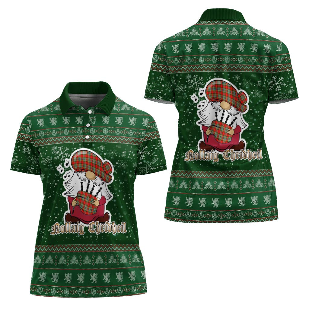 Chattan Clan Christmas Family Polo Shirt with Funny Gnome Playing Bagpipes - Tartanvibesclothing