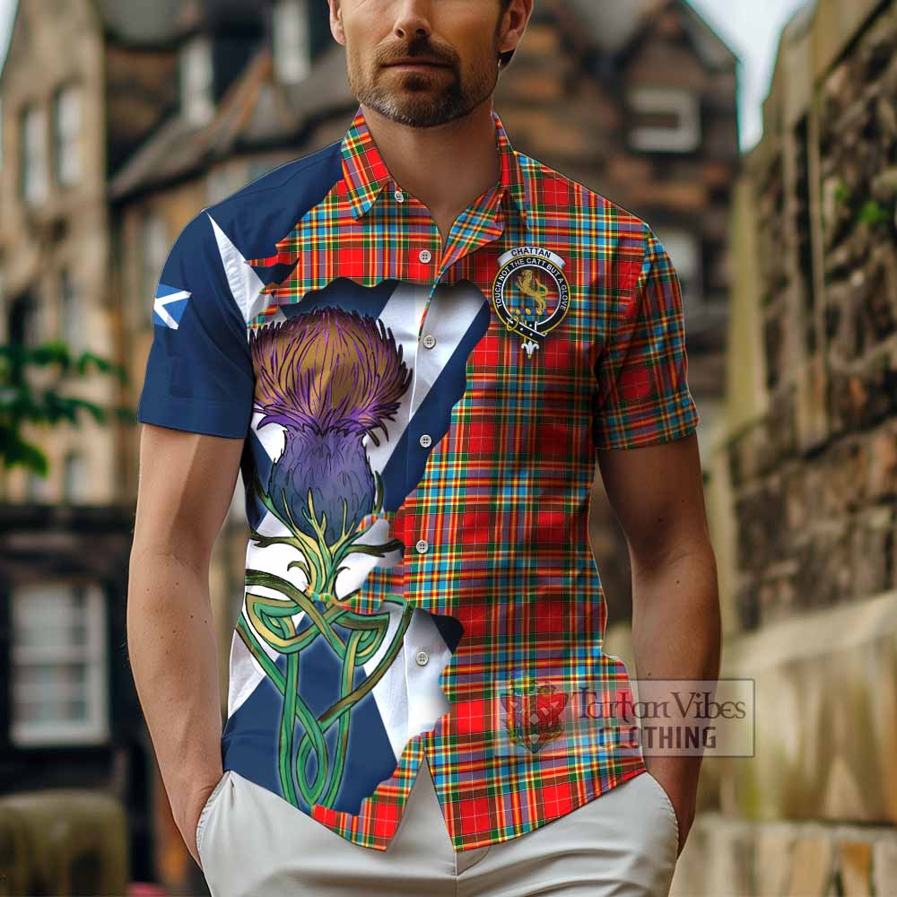 Chattan Tartan Family Crest Hawaiian Shirt Scottish Thistle Celtic Inspired - Tartan Vibes Clothing