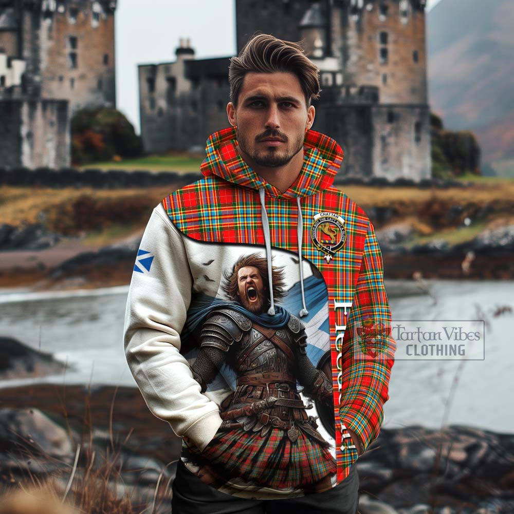 Tartan Vibes Clothing Chattan Crest Tartan Cotton Hoodie Inspired by the Freedom of Scottish Warrior