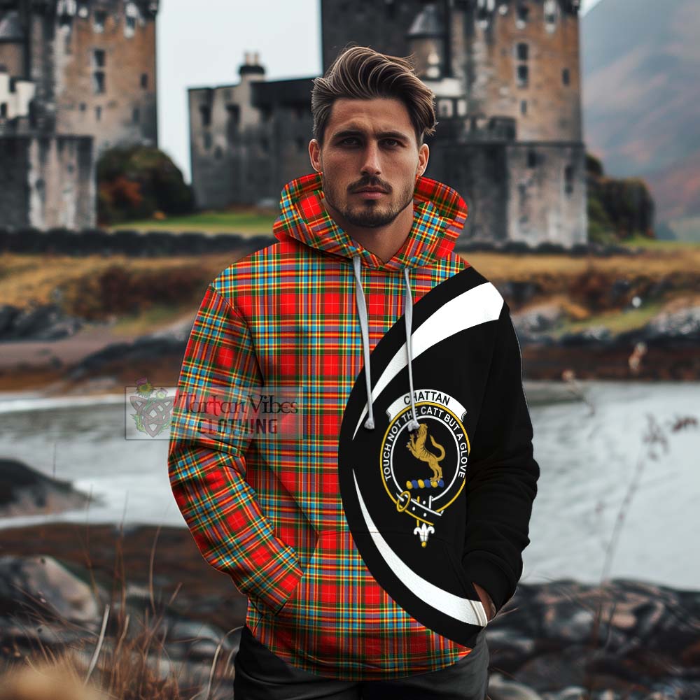 Tartan Vibes Clothing Chattan Tartan Cotton Hoodie with Family Crest Circle Style