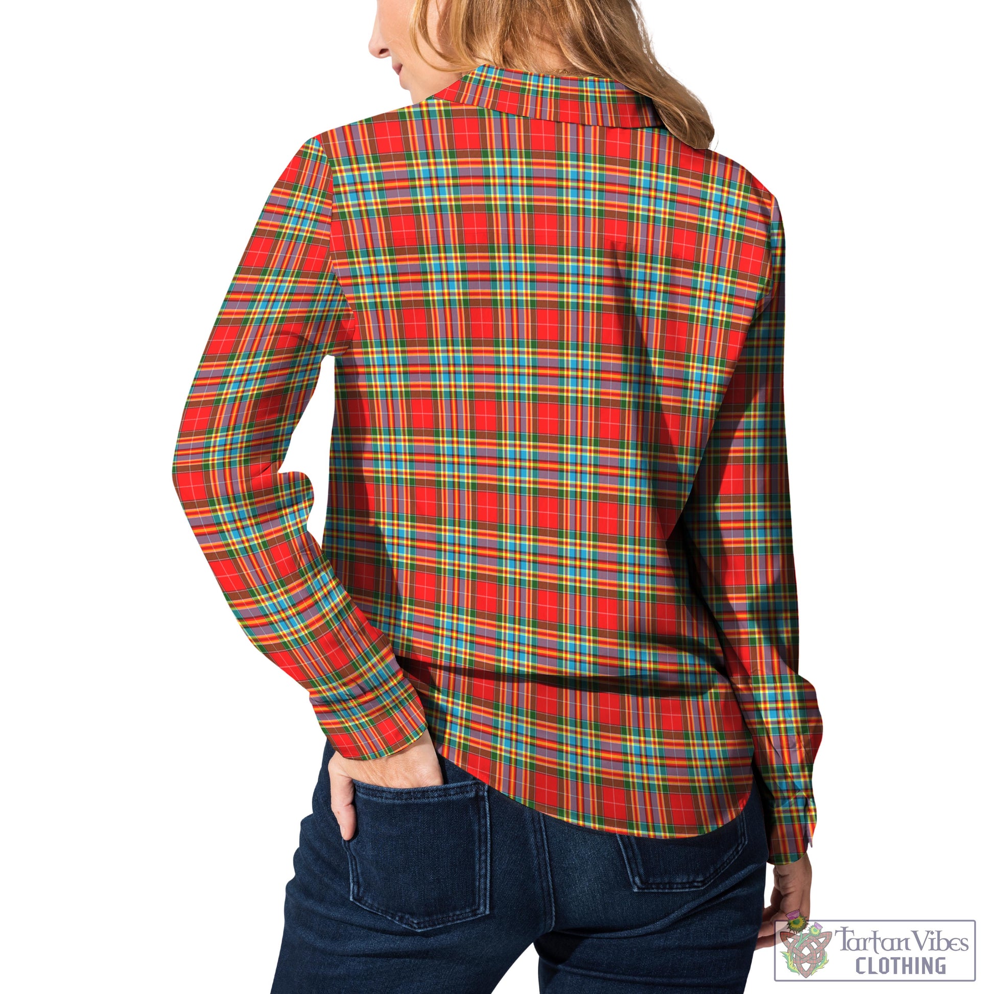 Tartan Vibes Clothing Chattan Tartan Womens Casual Shirt with Family Crest