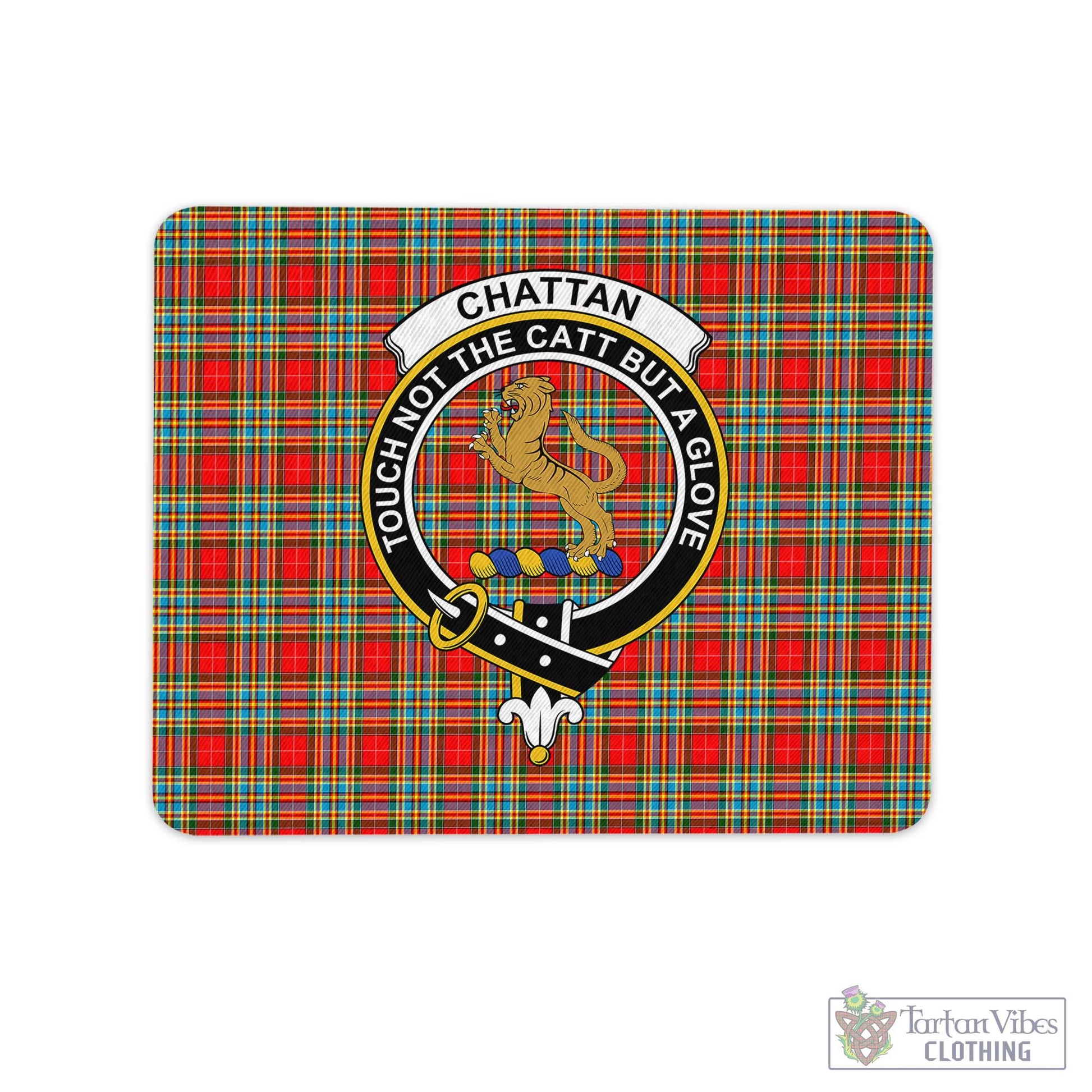 Tartan Vibes Clothing Chattan Tartan Mouse Pad with Family Crest