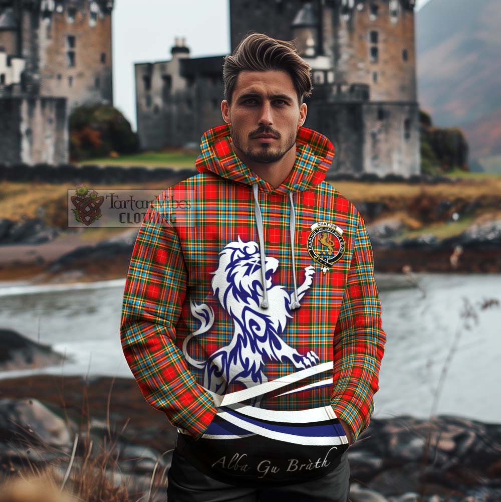 Tartan Vibes Clothing Chattan Tartan Cotton Hoodie with Alba Gu Brath Regal Lion Emblem