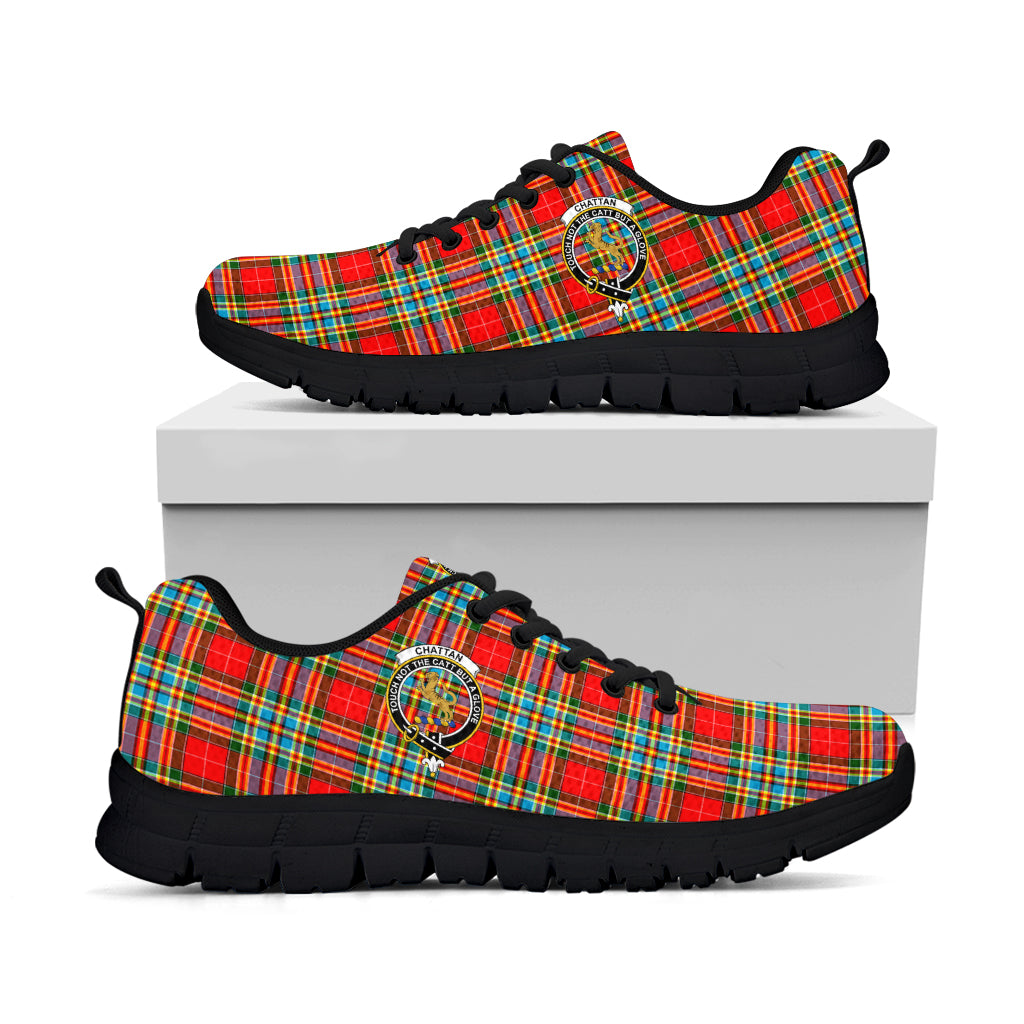 Chattan Tartan Sneakers with Family Crest - Tartan Vibes Clothing