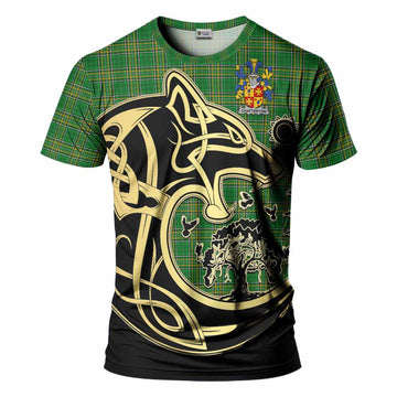 Chatterton Irish Tartan T-Shirt with Coat of Arms Celtic Wolf Style