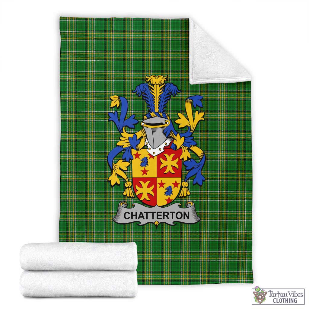 Chatterton Irish Clan Tartan Blanket with Coat of Arms X-Large 59 x 79 inches 150 x 200 cm - Tartan Vibes Clothing