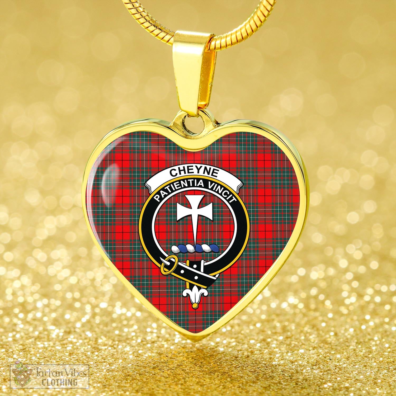 Tartan Vibes Clothing Cheyne Tartan Heart Necklace with Family Crest