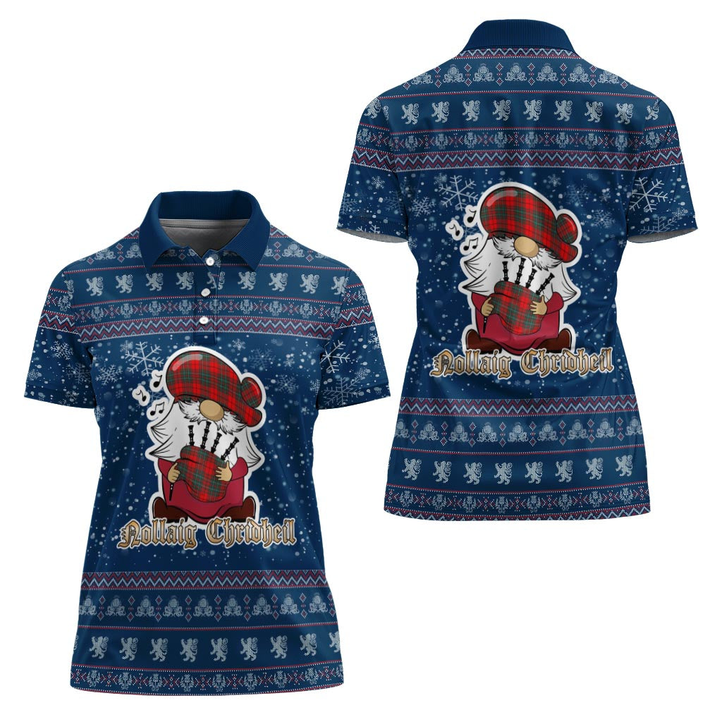 Cheyne Clan Christmas Family Polo Shirt with Funny Gnome Playing Bagpipes - Tartanvibesclothing