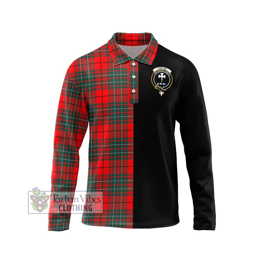 Cheyne Tartan Long Sleeve Polo Shirt with Family Crest and Half Of Me Style Unisex - Tartanvibesclothing Shop